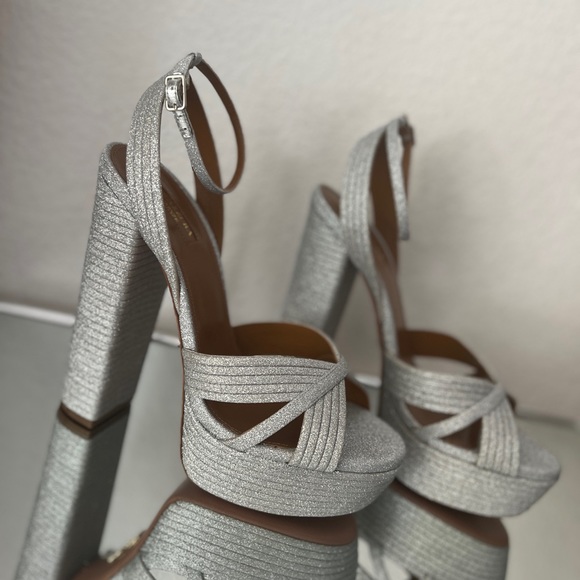 New Aquazzura Sundance Platform Glitter Sandals 40 $950 - Picture 8 of 14